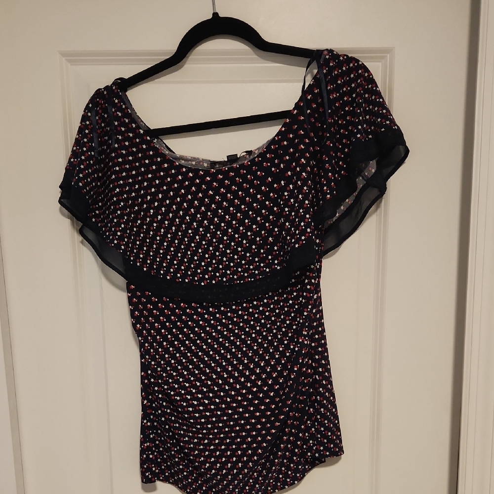 Tommy Hilfiger Red, White And Blue Off The Shoulder Top